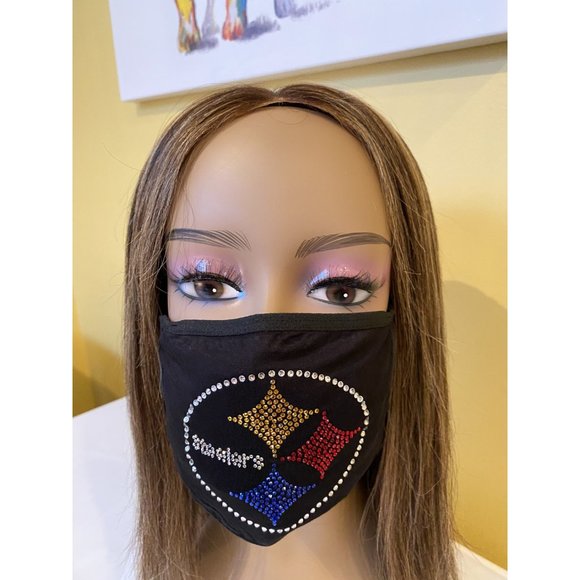 Pittsburgh Steelers Bling Rhinestone Face Mask Front Logo - Picture 7 of 10
